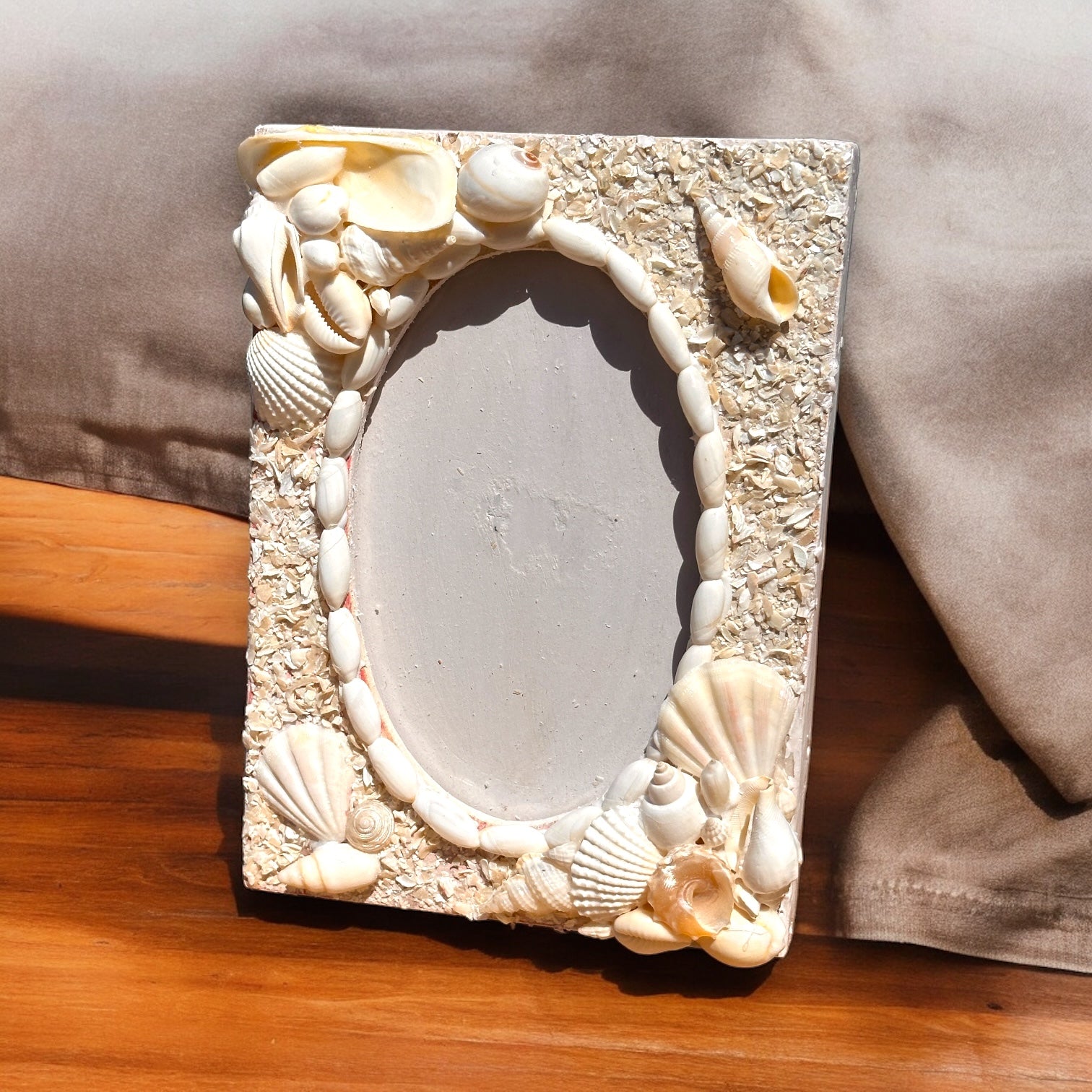 Genuine White Seashell Picture Frame -  For 4x6 Photo - Mellow Monkey