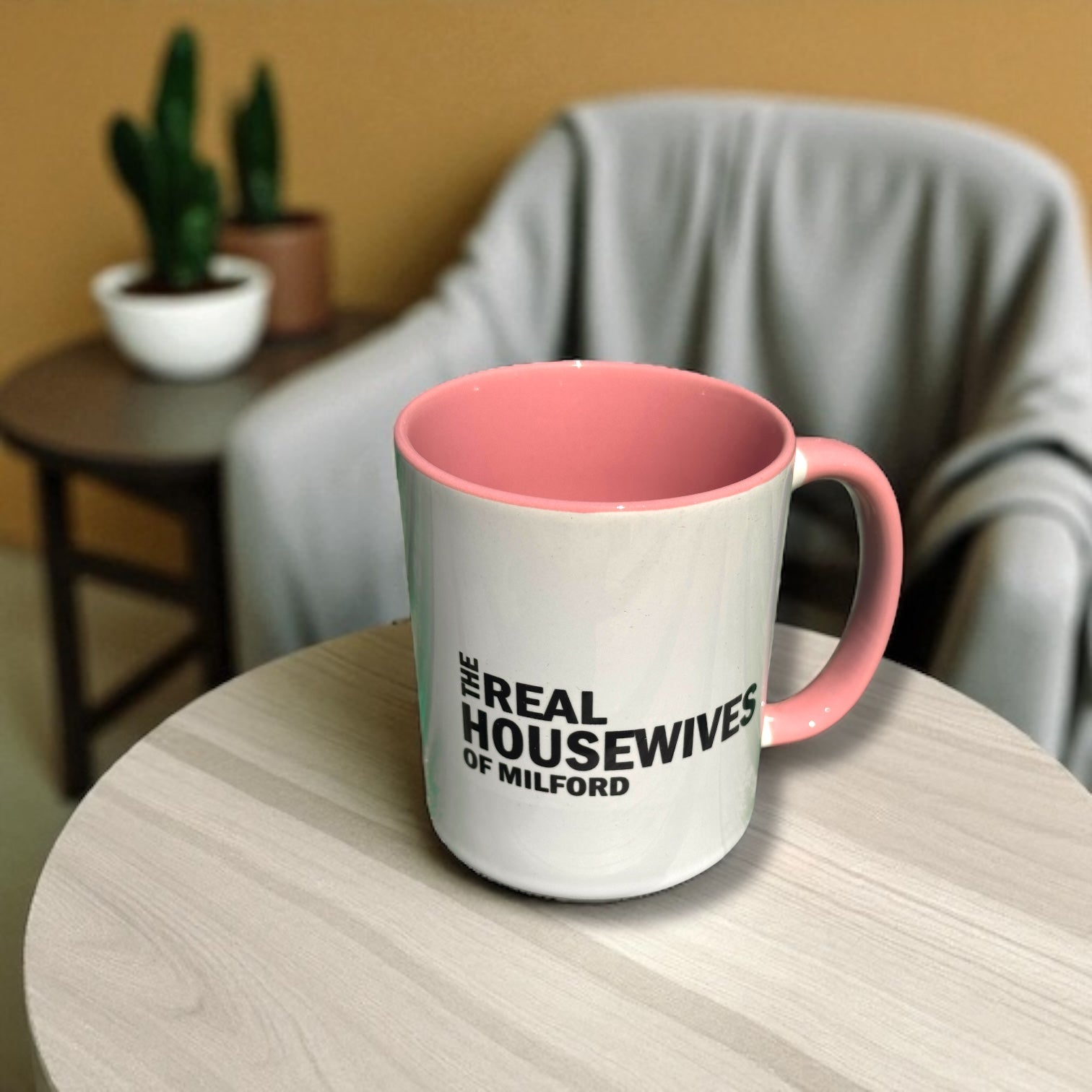 The Real Housewives Of Milford - Pink Ceramic Coffee Tea Mug 11-oz - Mellow Monkey