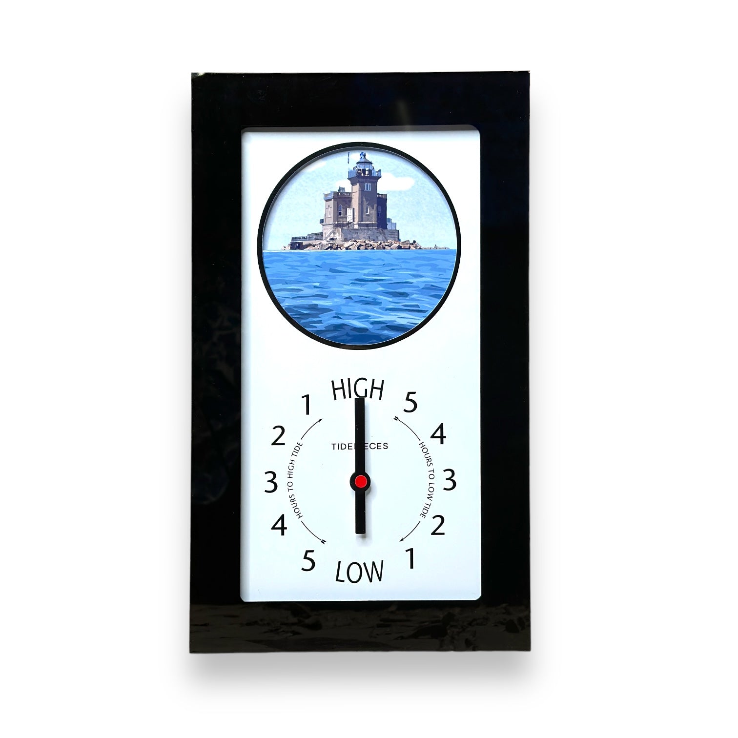 Tidepieces - Huntington Harbor Light Tide Clock - Black Flat Panel - Mellow Monkey