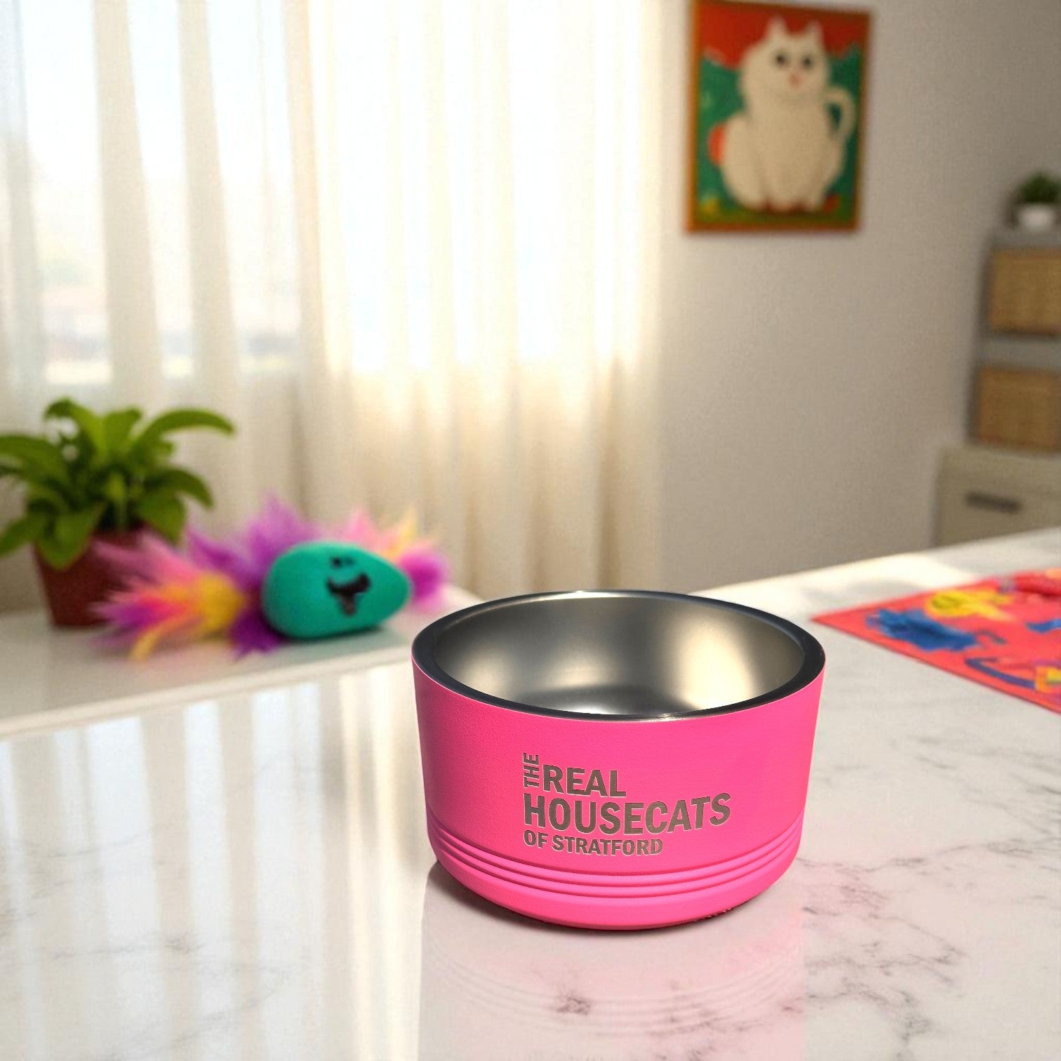 The Real Housecats of Stratford - Pet Food Bowl - Pink - 18 oz - Mellow Monkey