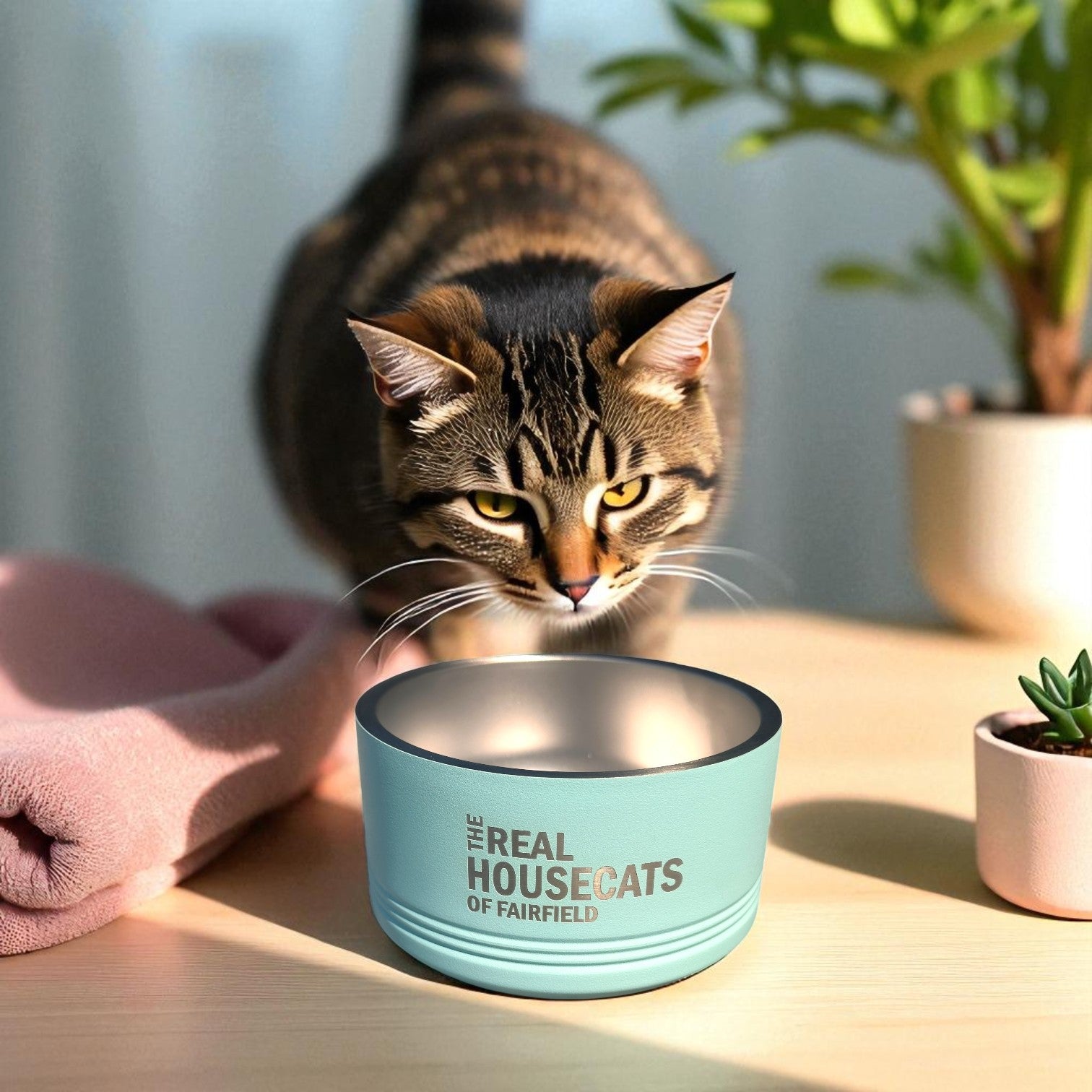 The Real Housecats of Fairfield - Pet Food Bowl - Teal - 18 oz. - Mellow Monkey