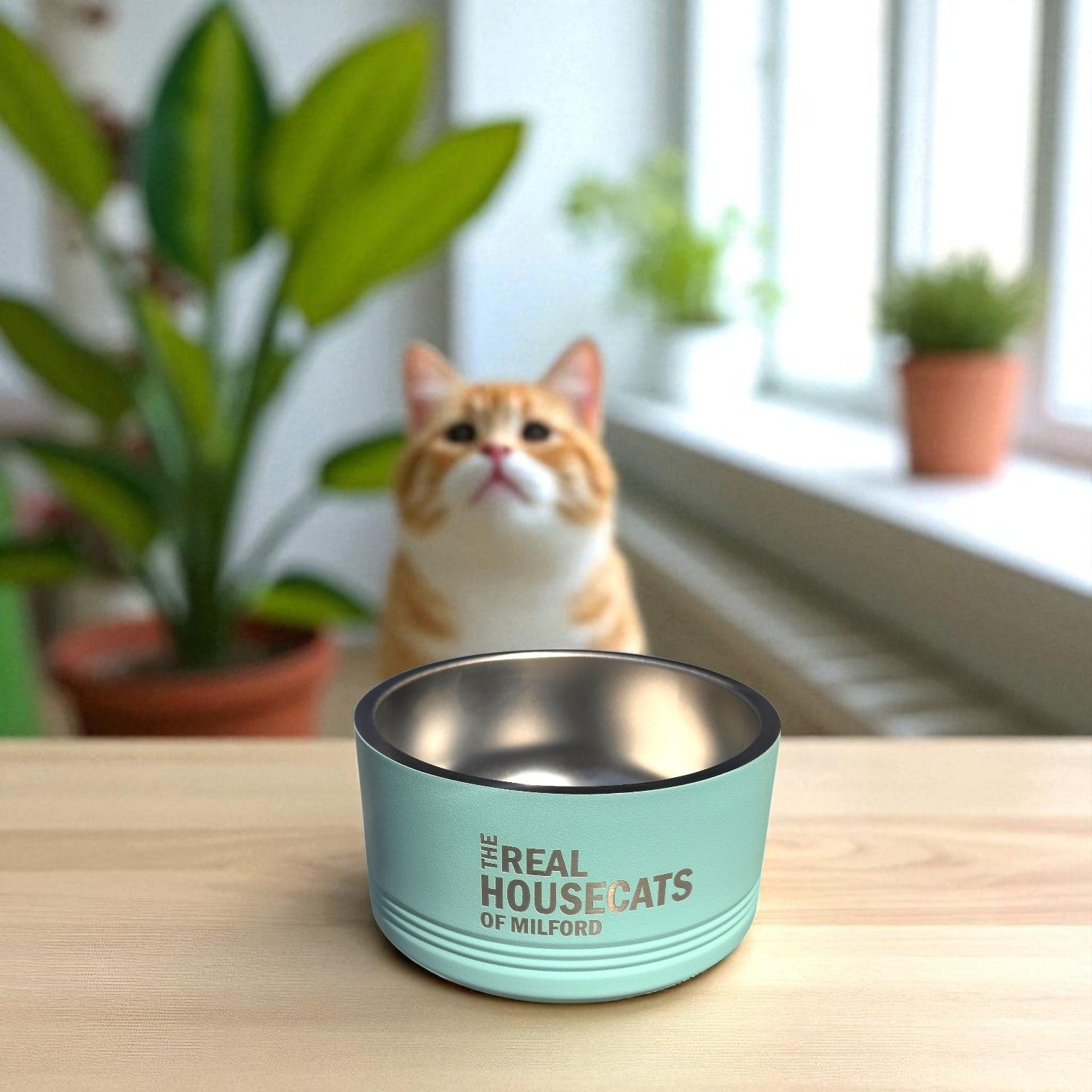 The Real Housecats of Milford - Pet Food Bowl - Teal - 18 oz. - Mellow Monkey