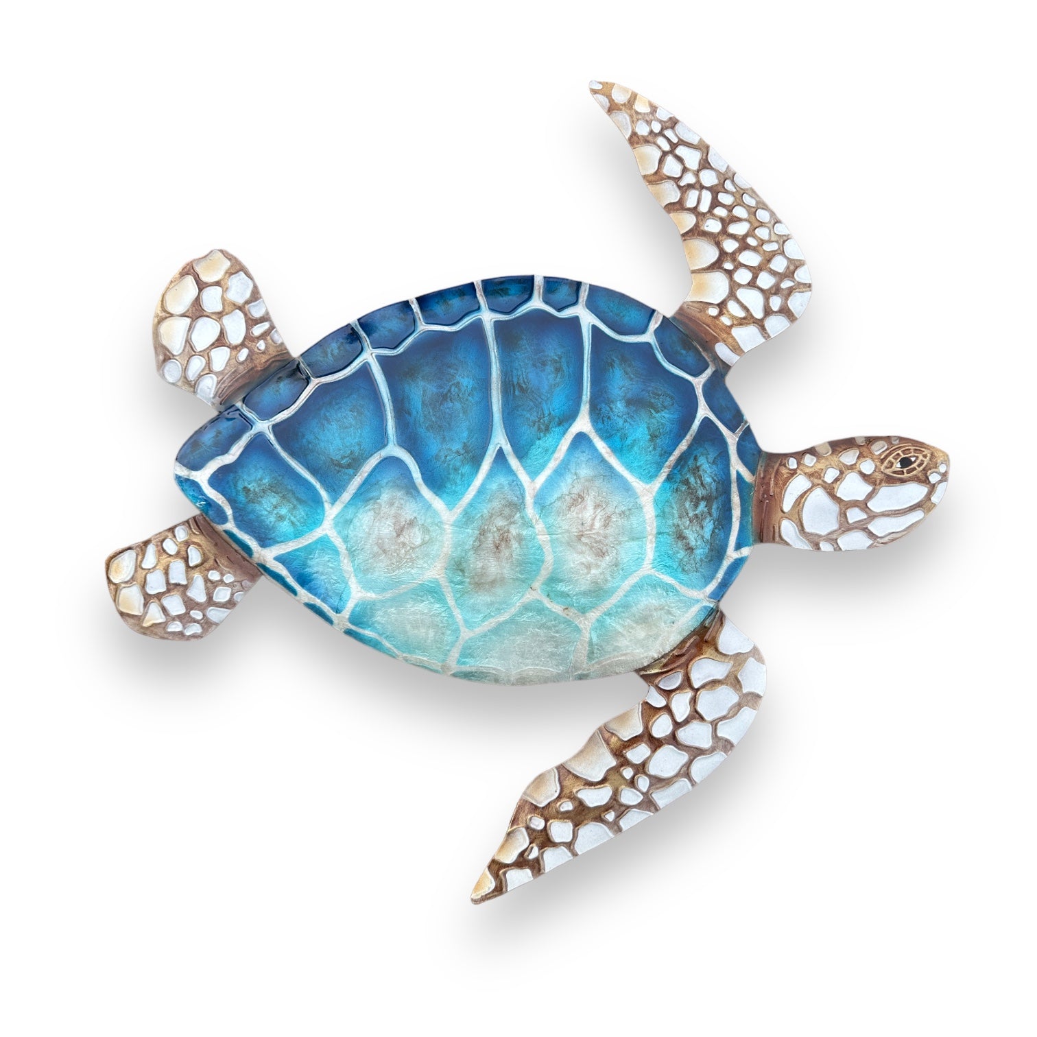 Sea Turtle Capiz and Metal Blue Wall Decor - 17-in - Mellow Monkey