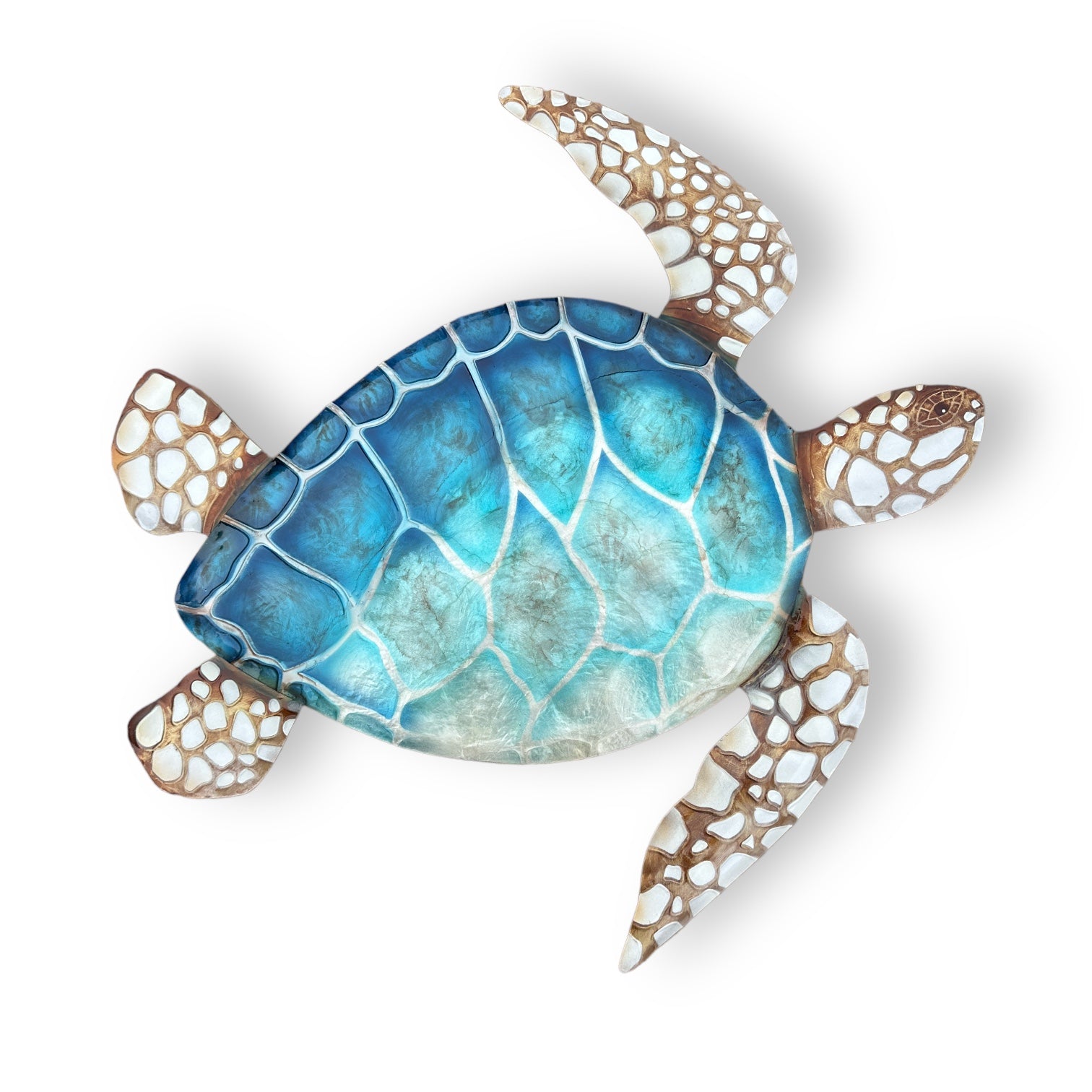 Sea Turtle Capiz and Metal Blue Wall Decor - 20-in - Mellow Monkey