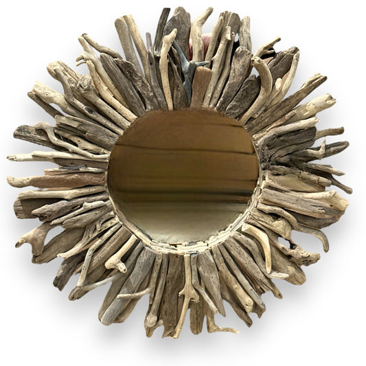 Driftwood Starburst Round Wall Mirror - 24-in - Mellow Monkey