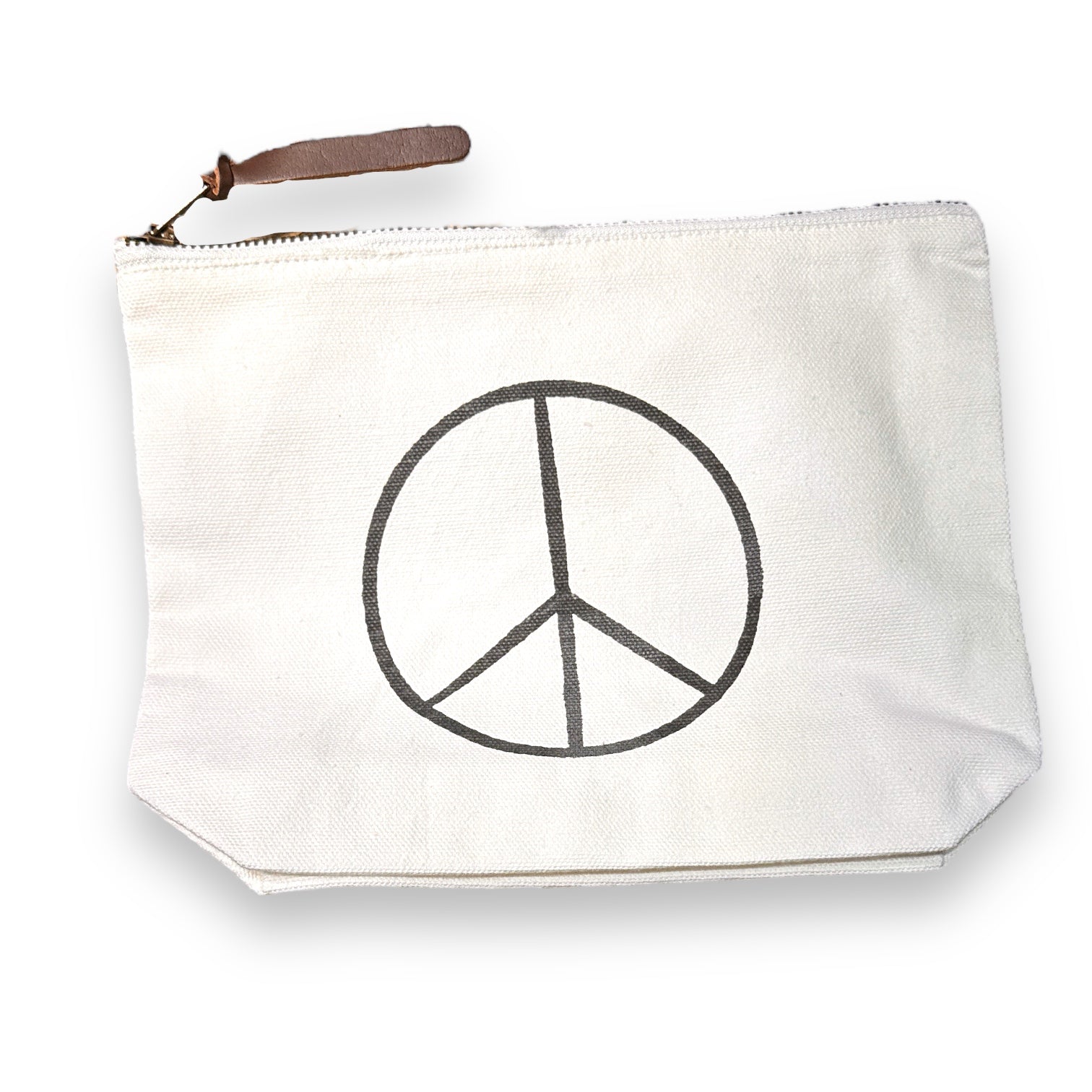 Peace Sign - Cotton Zippered Makeup Pouch Cosmetic Bag - 9-in - Mellow Monkey