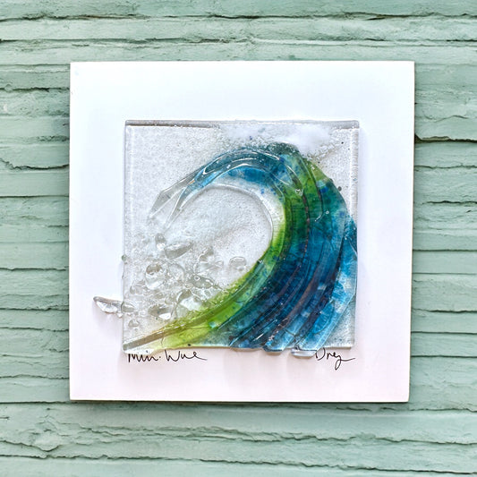 Mini Wave Handmade Glass Wall / Shelf Art - 6-in - B - Mellow Monkey
