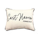 East Haven Connecticut Throw Pillow with Pinot Script and Black Piping - 19-in - Mellow Monkey