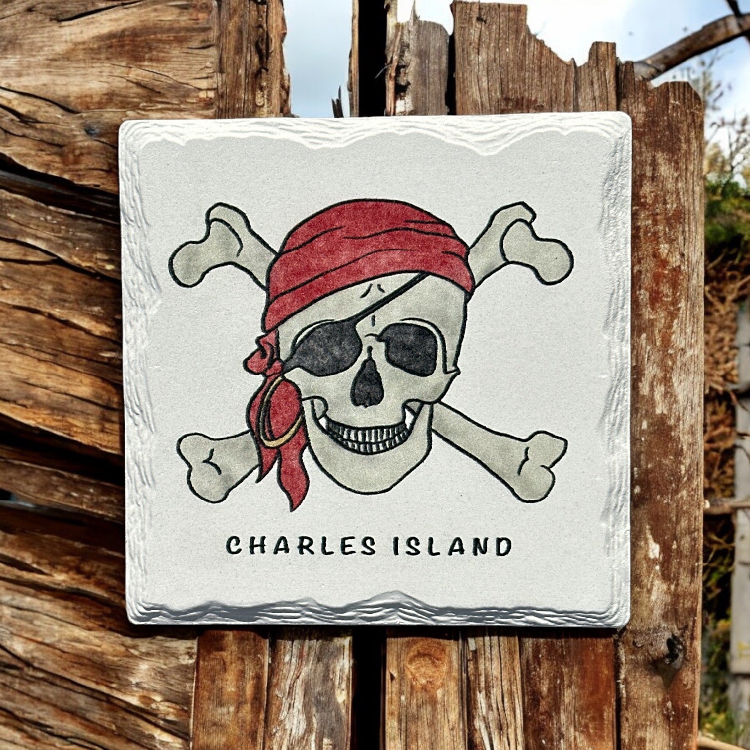 Charles Island - Skull & Bones Ceramic Coaster - 4-1/4-in - Mellow Monkey