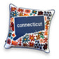 Connecticut - Fall Floral Square Pillow with Laurel Piping - 16-in - Mellow Monkey
