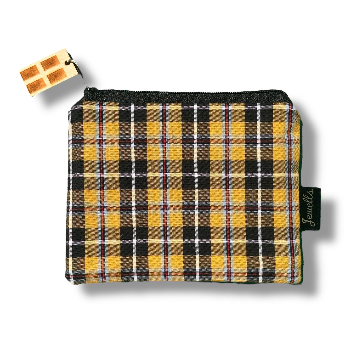 Cornish Tartan Yellow and Black Fabric Purse Pouch - Mellow Monkey