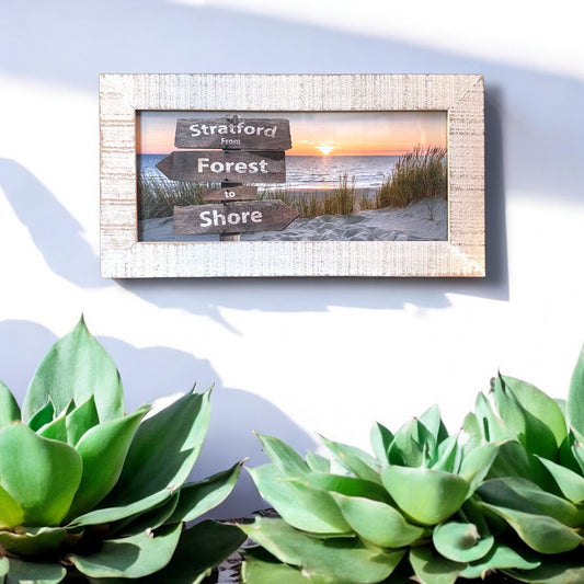Framed Beach Sign Posts Print - Stratford From Forest To Shore - 10-1/2-in - Mellow Monkey