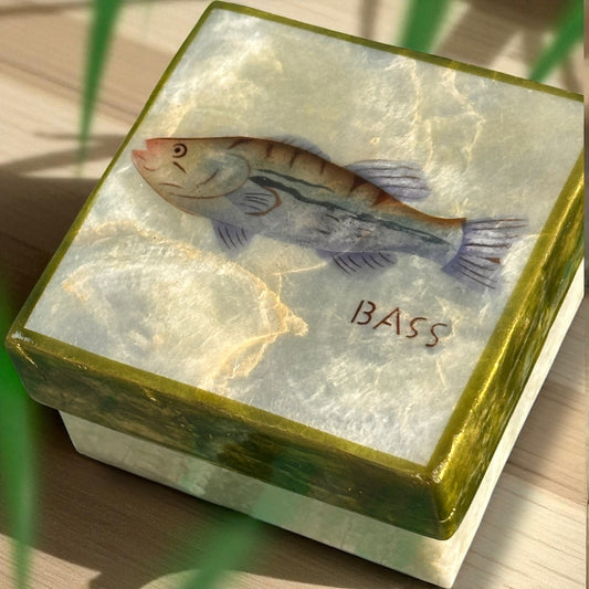 Capiz Shell Bass Trinket Box - 3-in - Mellow Monkey