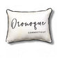 Oronoque Stratford Connecticut Throw Pillow with Pinot Script and Black Piping - 19-in - Mellow Monkey