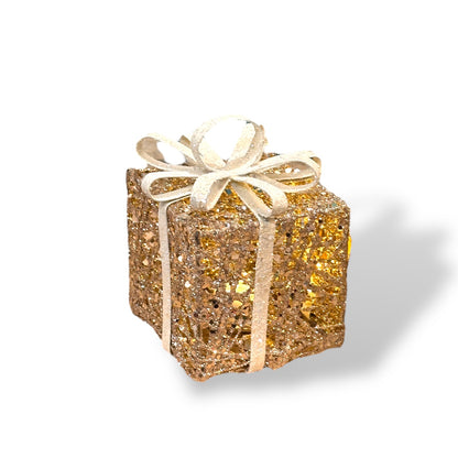 Christmas Lighted Gift Box - Champagne Gold - Mellow Monkey