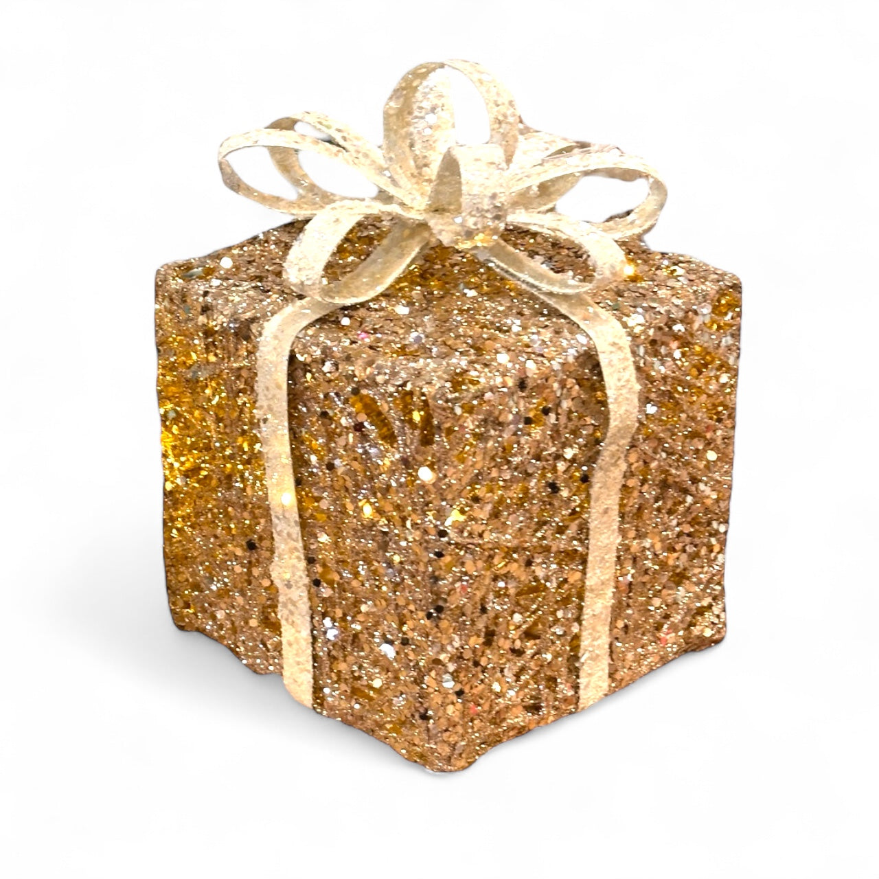 Christmas Lighted Gift Box - Champagne Gold - Mellow Monkey