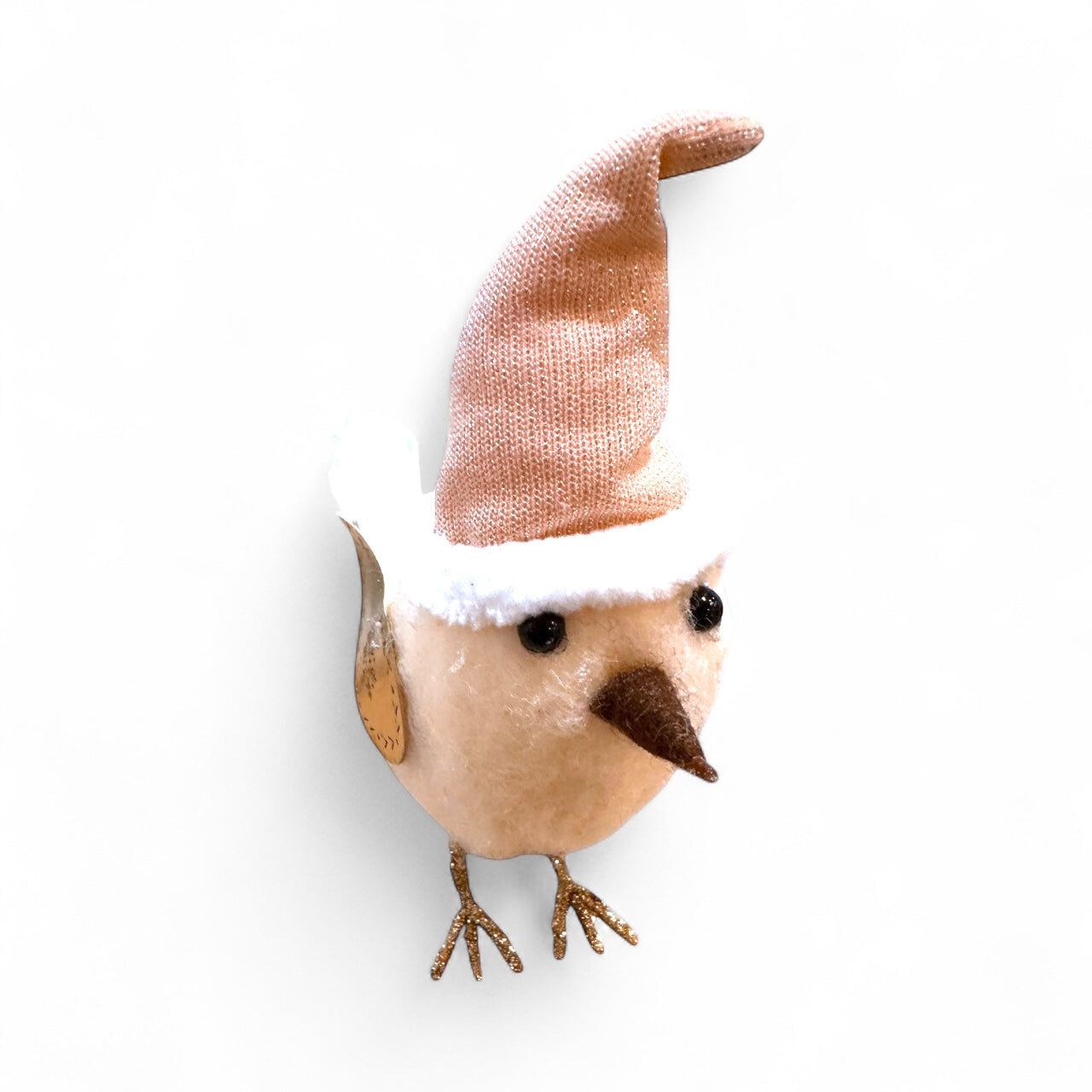 Winter Wool and Feather Bird Ornament - 5-in - Mellow Monkey