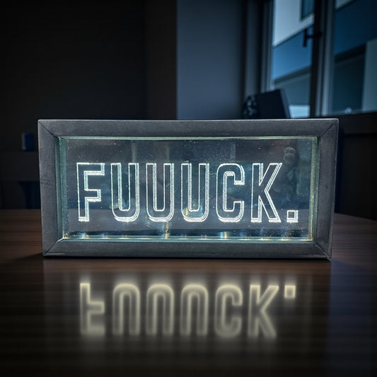 FUUUCK - Wood Framed Lighted LED Sign - 9-in