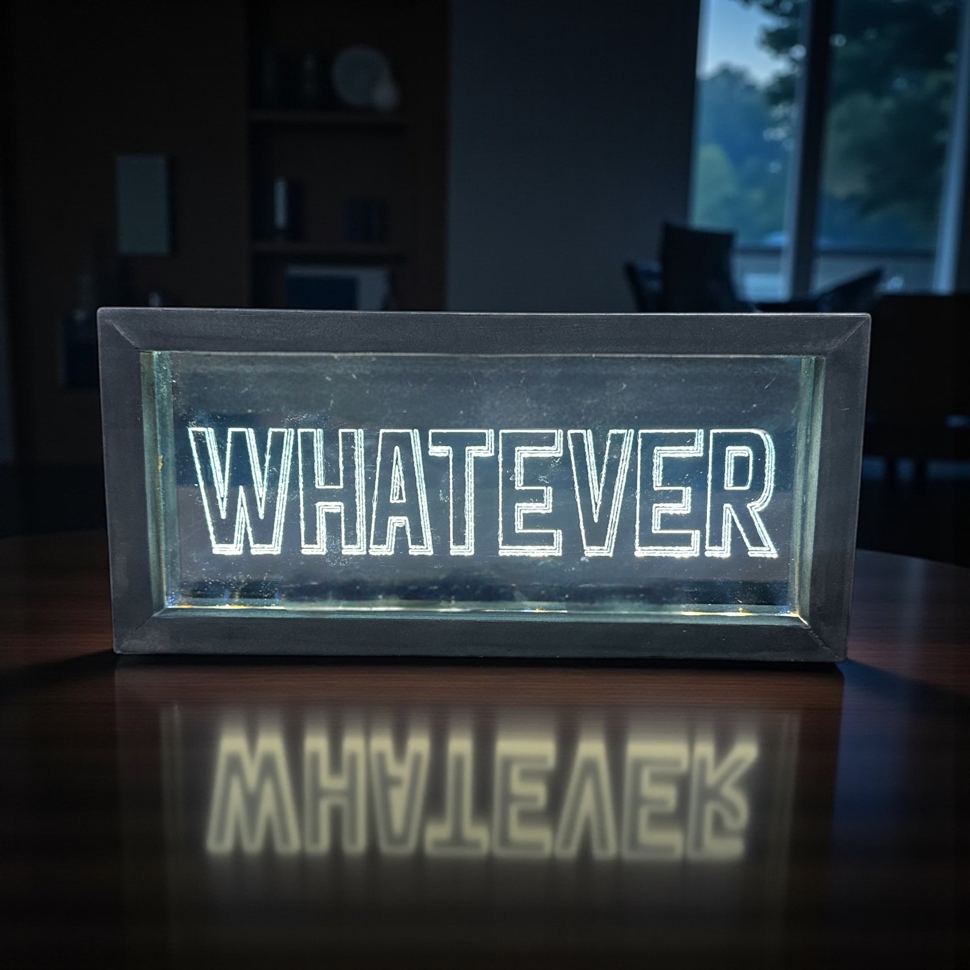 WHATEVER- Wood Framed Lighted LED Sign - 9-in - Mellow Monkey