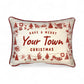 CUSTOM Gingham Christmas Hometown Pillow - Town/City and State - Red Piping - 19-in - Mellow Monkey