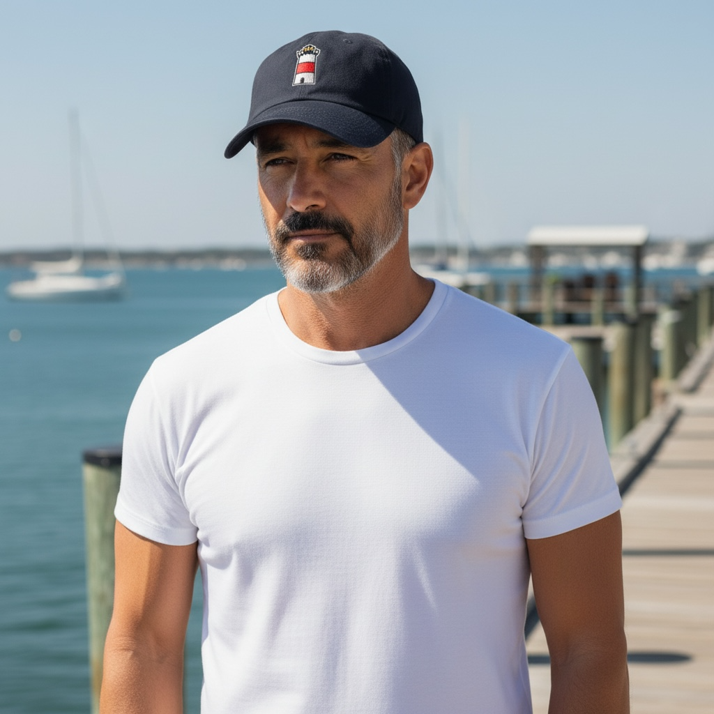 Lighthouse Baseball Cap NAVY - 100% Benefits Lordship School PTA - Mellow Monkey