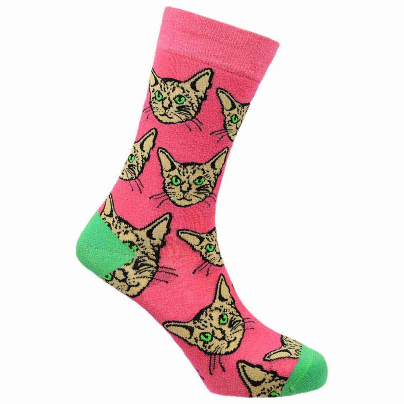 Pink Kitty - Natural Bamboo Knit Socks - Mellow Monkey