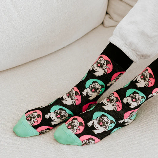 Pug - Natural Bamboo Knit Socks - Mellow Monkey
