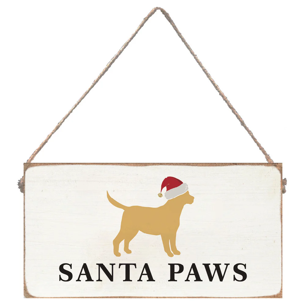 Golden Santa Paws - Dog Twine Sign - 11-in. - Mellow Monkey