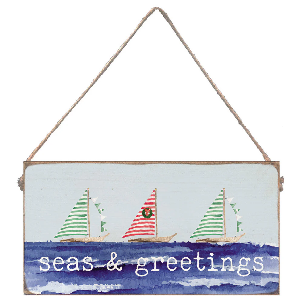 Seas & Greetings Twine Sign - 11-in. - Mellow Monkey