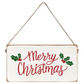 Merry Christmas Holly Leaves Twine Sign - 11-in. - Mellow Monkey