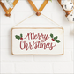 Merry Christmas Holly Leaves Twine Sign - 11-in. - Mellow Monkey