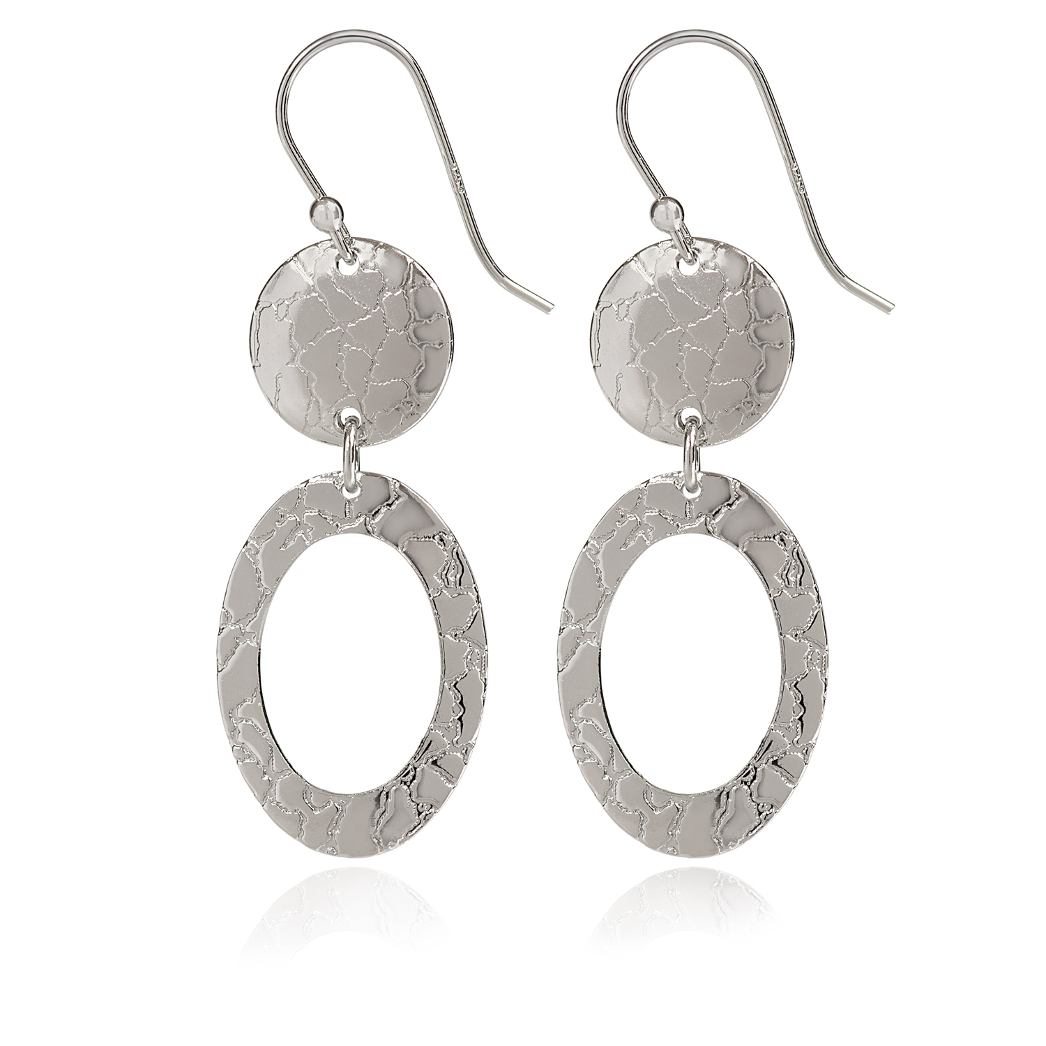 Spirit Earrings - Textured Disc with Open Oval - SA-0254 - Mellow Monkey