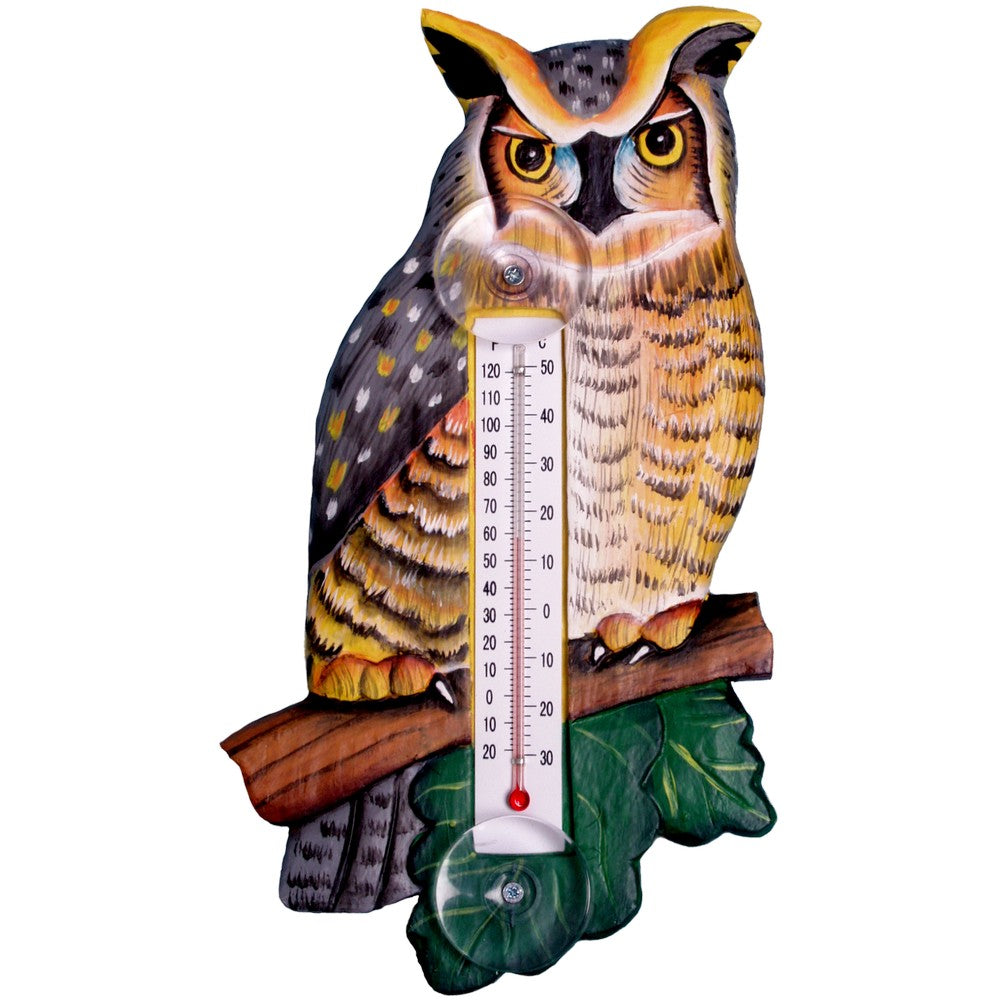 Great Horned Owl Window Thermometer - Mellow Monkey