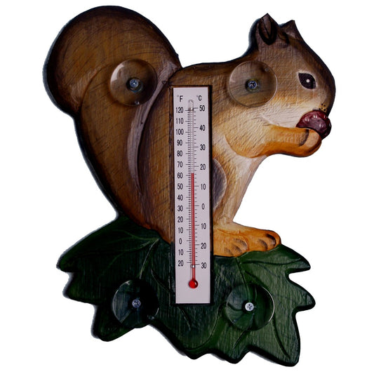 Squirrel on a Leaf Window Thermometer - Mellow Monkey