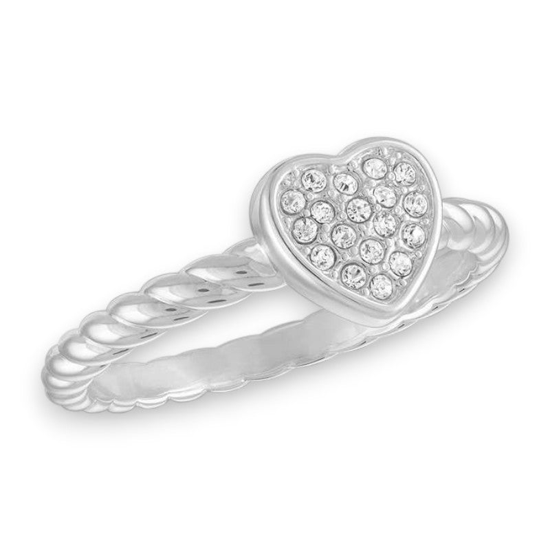 Cubic Zirconia Heart with Twisted Bank - Stack Ring - Mellow Monkey