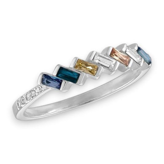Slanted Multicolor Baguette - Stack Ring - Mellow Monkey