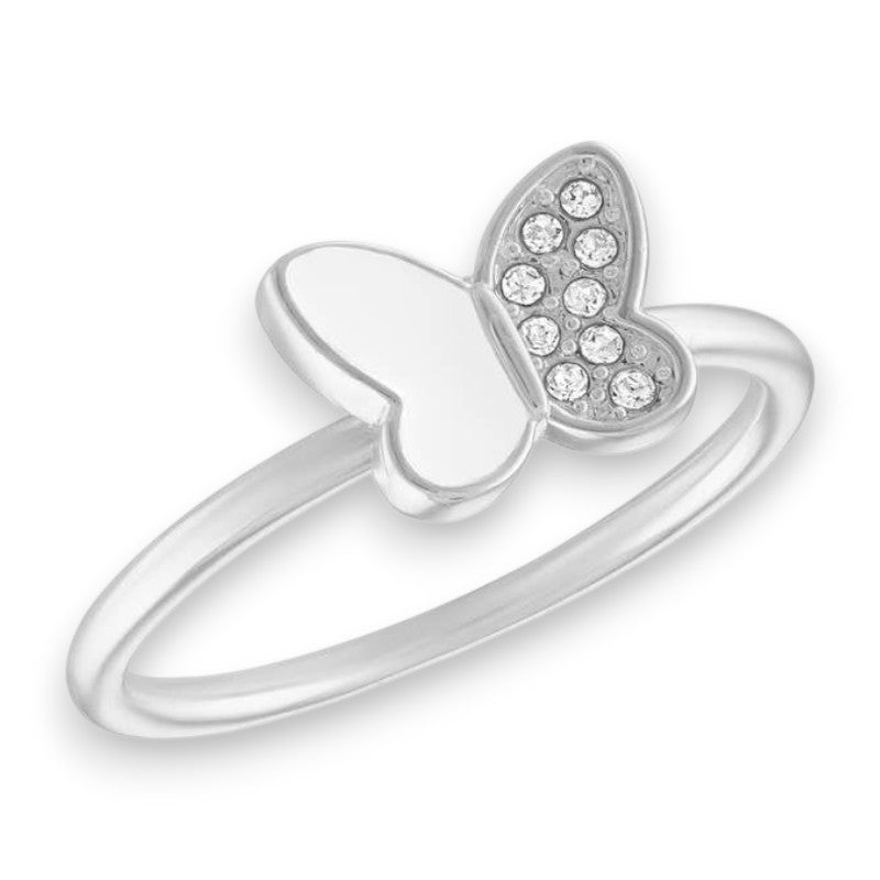 Half Cubic Zirconia Butterfly - Stack Ring - Mellow Monkey