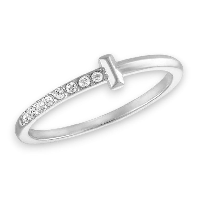 Half Cubic Zirconia "T" - Stack Ring - Mellow Monkey