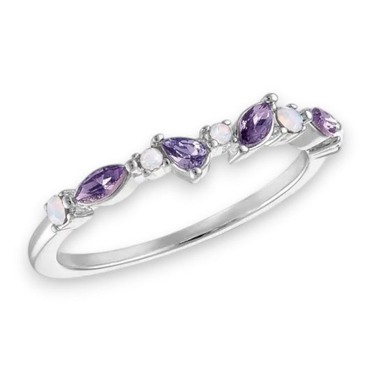 Multi-cut Lavender and Opal - Stack Ring - Mellow Monkey