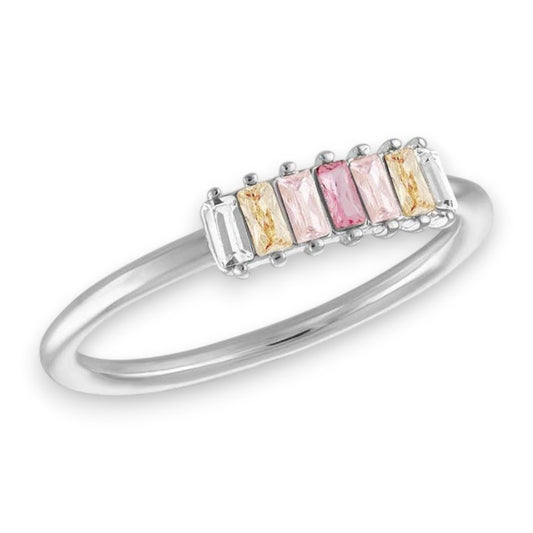 Vertical Pink Transitional Mini Baguette - Stack Ring - Mellow Monkey