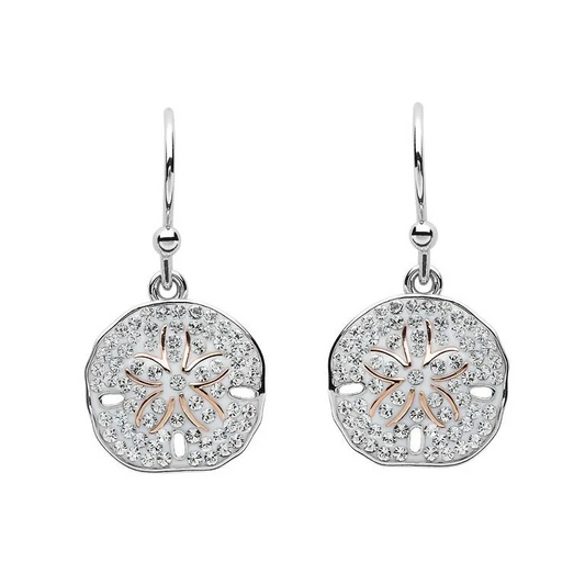 Sand Dollar Silver & Crystals Earrings - Mellow Monkey