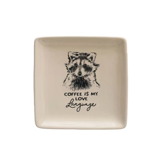 Coffee is My Love Language - 5-in Square Stoneware Dish with Animal & Saying - Mellow Monkey