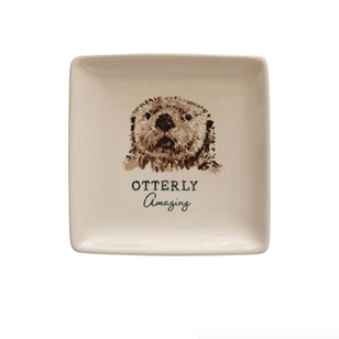 Otterly Amazing - 5-in Square Stoneware Dish with Animal & Saying - Mellow Monkey