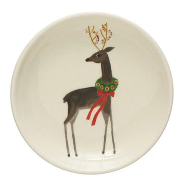 Reindeer Stoneware Plate - 4-in - Mellow Monkey
