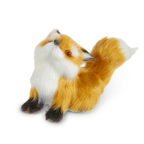 Faux Fur Fox Ornament - 4-in - Mellow Monkey