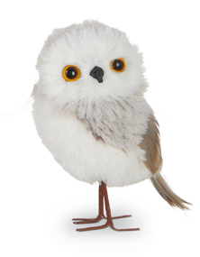 Faux Fur Owl Ornament - 4-3/4-in - Mellow Monkey