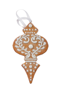 Faux Gingerbread with White Icing Ornament - 4-1/2-in - Mellow Monkey