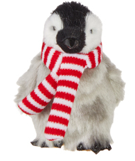 Faux Fur Penguin with Scarf Ornament - 3-1/2-in - Mellow Monkey