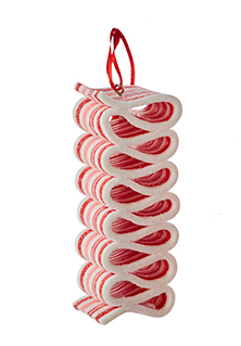 Red and White Ribbon Candy Ornament - 4-in - Mellow Monkey
