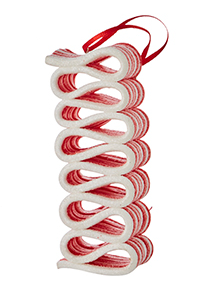 Red and White Ribbon Candy Ornament - 4-in - Mellow Monkey